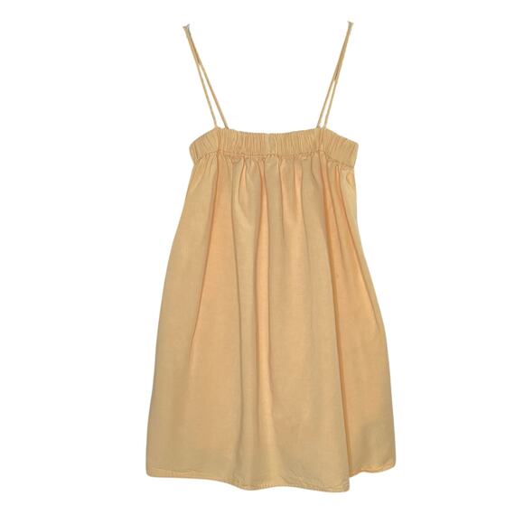 Zara XS Womens Linen Blend Mini Dress Pleated Tangerine Blogger Fav *flaw - Picture 1 of 12